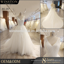 Real sample picture sleeveless style beaded lace wedding dress plus size